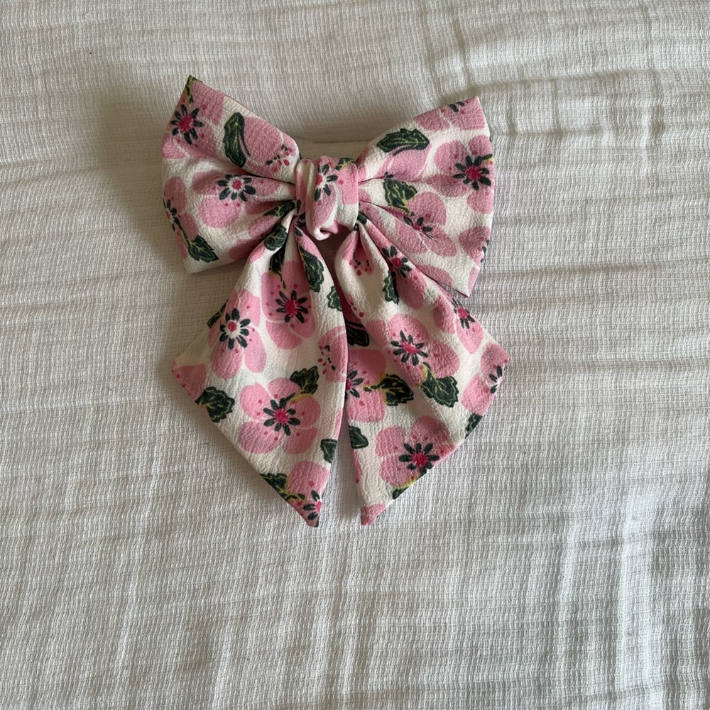 Floral Pink Hair Bow